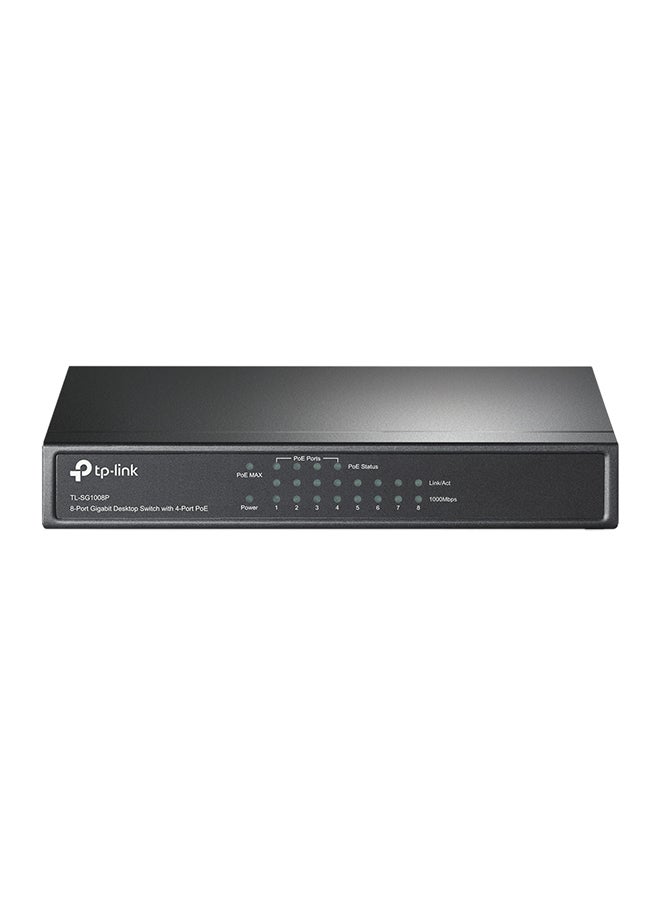 TP-LINK - 8 Port Gigabit Desktop Switch With 4 Port PoE 4 Mbps Black - Image 1