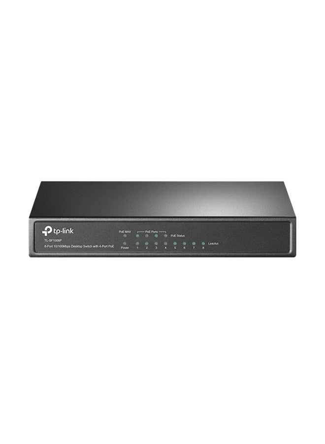 TP-LINK - 8-Port Desktop Switch With 4-Port POE Black/White/Green - Image 1