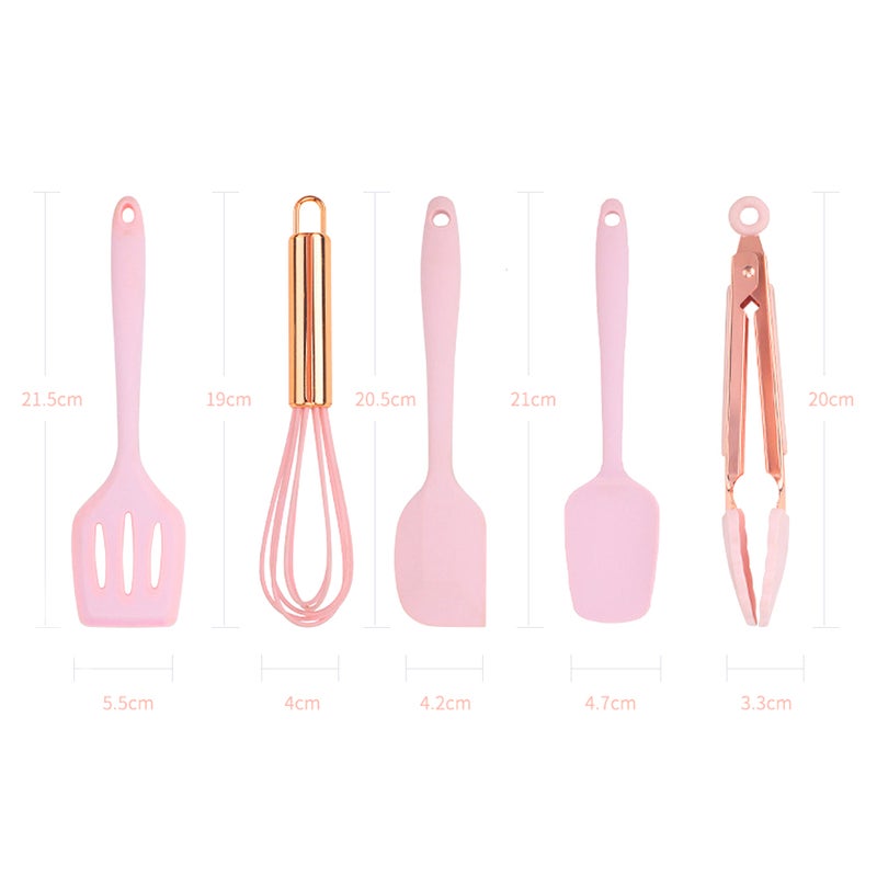 Generic 5 Pieces Non-Stick Spatula Sets Pink, rose gold 5.5*21.5cm, 4*19cm, 4.2*20.5cm, 4.7*21cm, 3.3*20cmcm  - Image 2