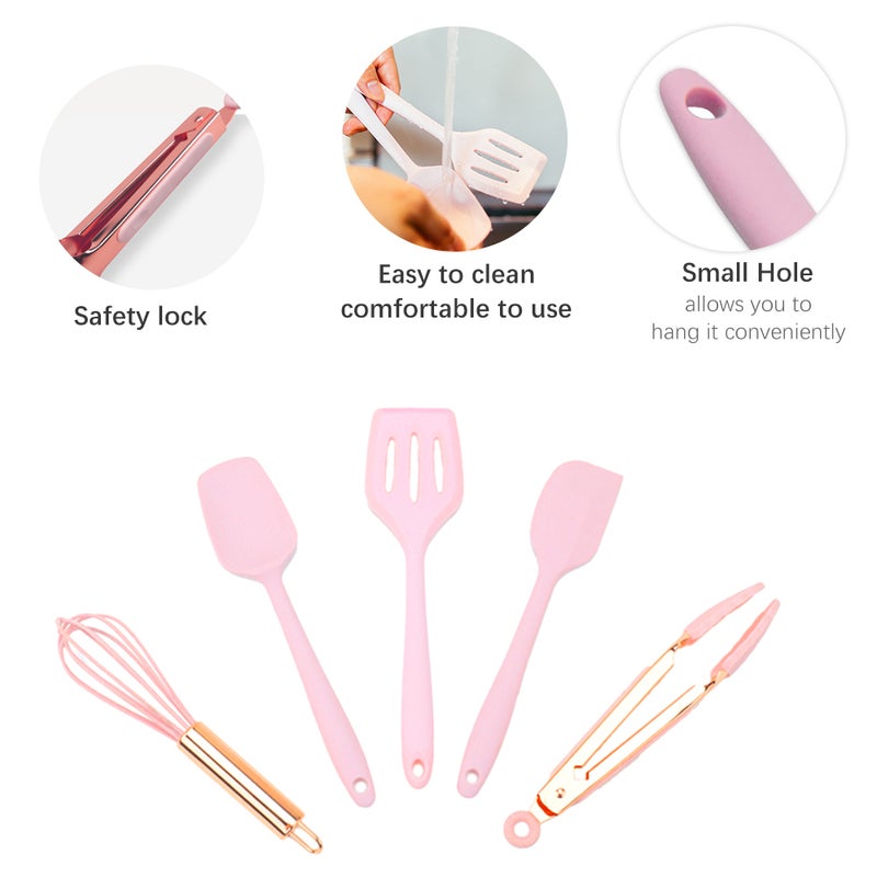 Generic 5 Pieces Non-Stick Spatula Sets Pink, rose gold 5.5*21.5cm, 4*19cm, 4.2*20.5cm, 4.7*21cm, 3.3*20cmcm  - Image 4