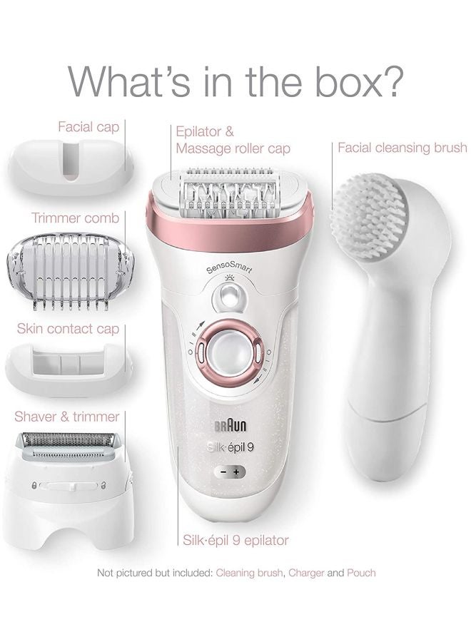 براون SensoSmart Silk Epil 9 SE 9-880 ماكينة إزالة الشعر الرطبة والجافة مع فرشاة تنظيف الوجه - Image 2