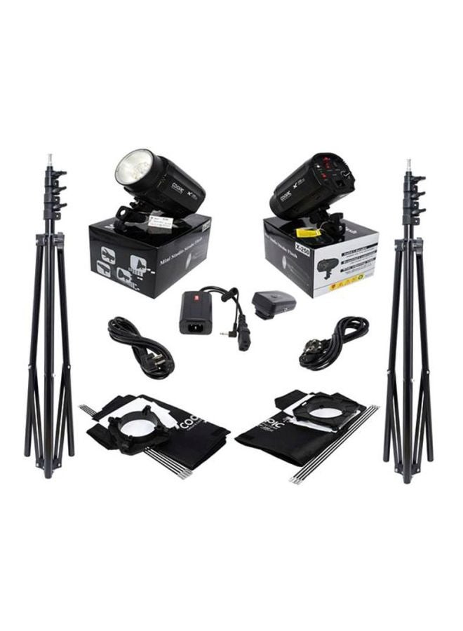 Coopic X-250 Photo Studio Strobe Flash Light And Softbox Lighting Kit Black