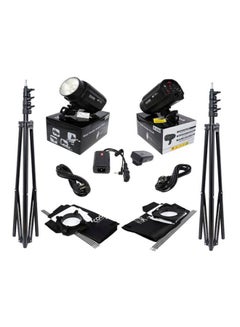 Coopic X-250 Photo Studio Strobe Flash Light And Softbox Lighting Kit Black  - Image 1