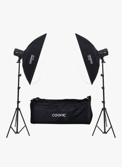 Coopic X-250 Photo Studio Strobe Flash Light And Softbox Lighting Kit Black  - Image 2