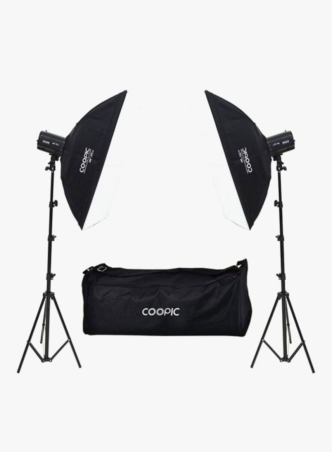 Coopic X-250 Photo Studio Strobe Flash Light And Softbox Lighting Kit Black  - Image 2