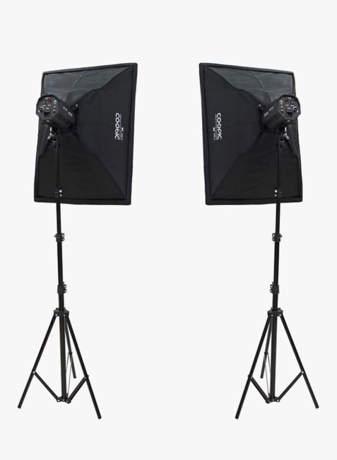 Coopic X-250 Photo Studio Strobe Flash Light And Softbox Lighting Kit Black  - Image 3