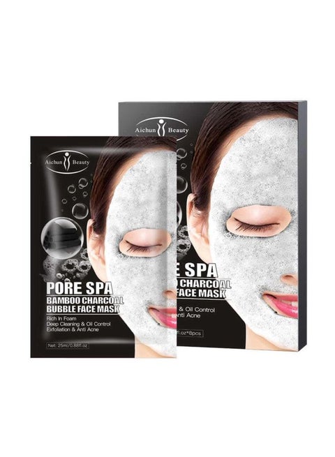 Pack Of 8 Pore Spa Bamboo Charcoal Bubble Face Mask Bamboo Charcoal 25ml