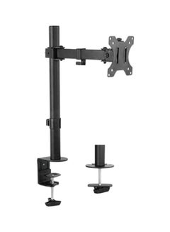 Full Motion Single VESA Computer Monitor Desk Mount Stand with Articulating Double Center Arm Joint | for 13 to 27 Screens Black