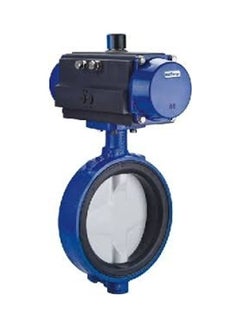 Cast Iron Wafer Type Butterfly Valve with Pneumatic Double Acting Actuator Blue 3inch