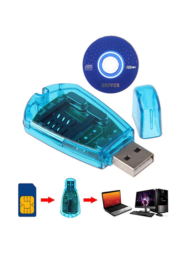 Generic - Standard SIM Card Reader With CD Blue - Image 1