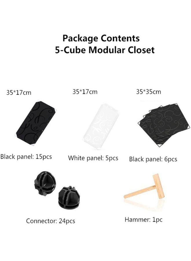 5 Cube Modular Shoe Cabinet Black/White 49x37x93cm - Image 2