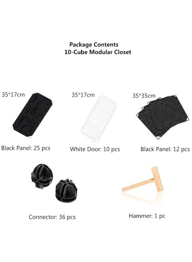 10 Cube Modular Shoe Cabinet Black/White 95x37x93cm - Image 2