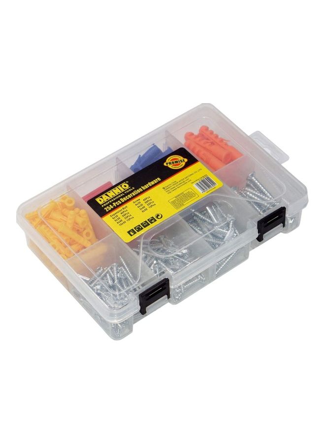 Dannio Anchoring Set Screw | 254-Pieces Zinc and Plastic Self Drilling Drywall Anchors with Phillips Pan Head Tapping Screws Assortment Kit White 20 x 13 x 5cm - Image 1