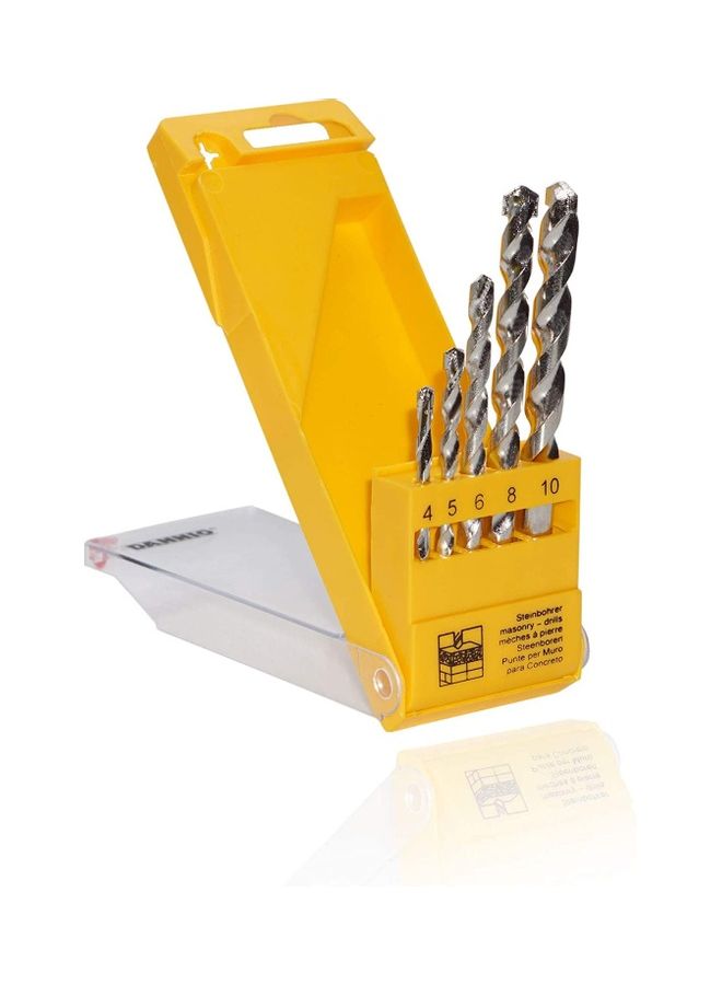 Masonry Drill Bit Set | 5 Pcs Complete Set w/Hard Case For Easy Storage & Carrying | Durable, Robust Carbide Steel Quality| Ideal For Concrete Yellow 9.8 x 8.4 x 3.3cm - v1605802477/N42501481A_4