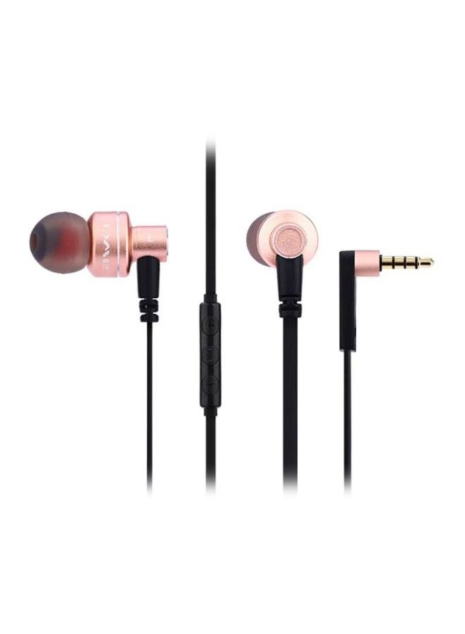 Awei In-Ear Earphones With Mic Rose Gold/Black - Image 1