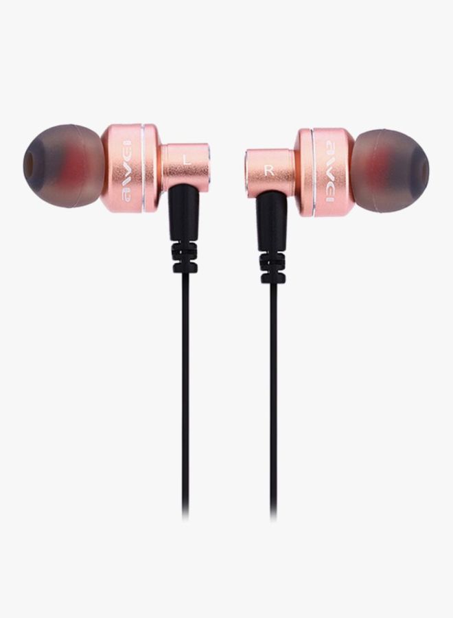 Awei In-Ear Earphones With Mic Rose Gold/Black - Image 2