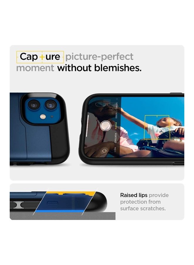 Spigen - Slim Armor CS Designed Case Cover For iPhone 12 Mini With Credit Card Slot Navy Blue - Image 1