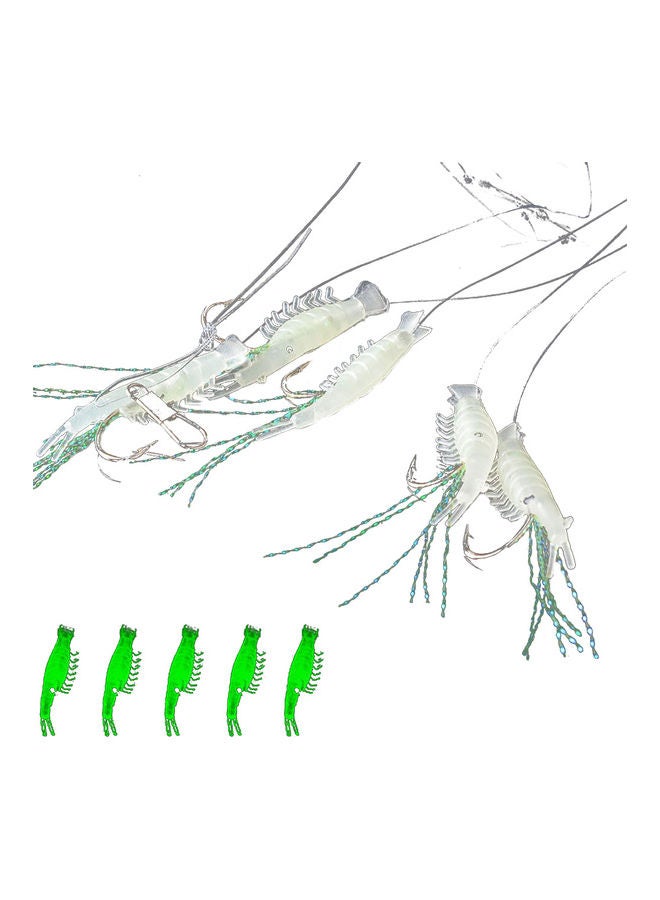 Generic - 5 Pcs Luminous Shrimp Fishing Simulation Noctilucent Soft Prawn Lure Hooks Bait 20 x 10 x 20cm - Image 1