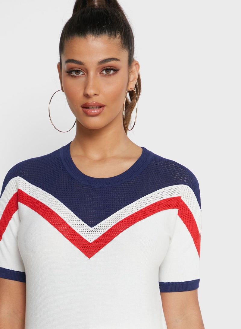 SEMIR - Colourblock Sweater White/Red/Blue - Image 1