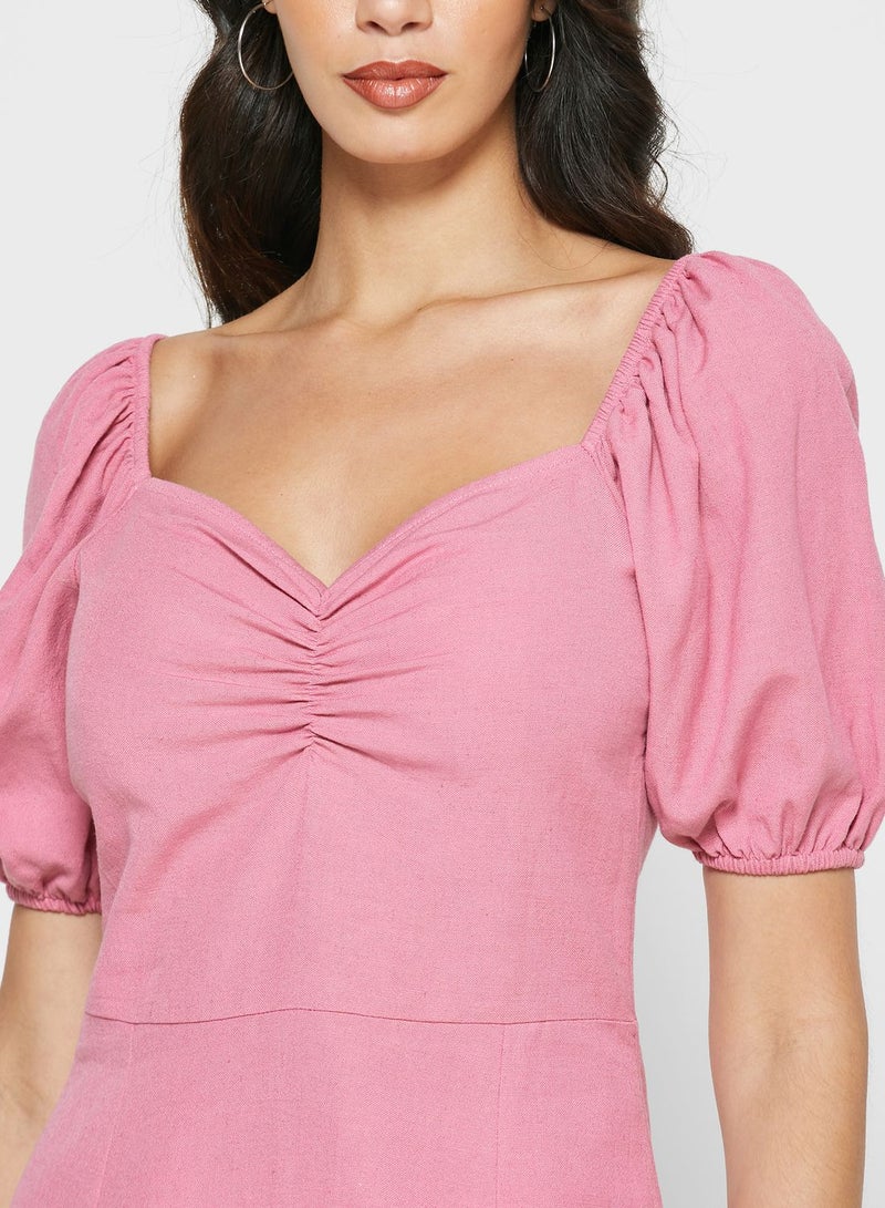 Reserved Balloon Sleeve Dress Pink - Image 3