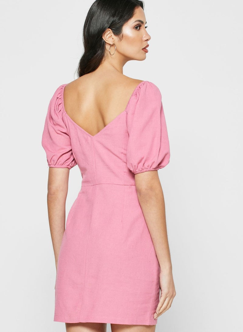 Reserved Balloon Sleeve Dress Pink - Image 2