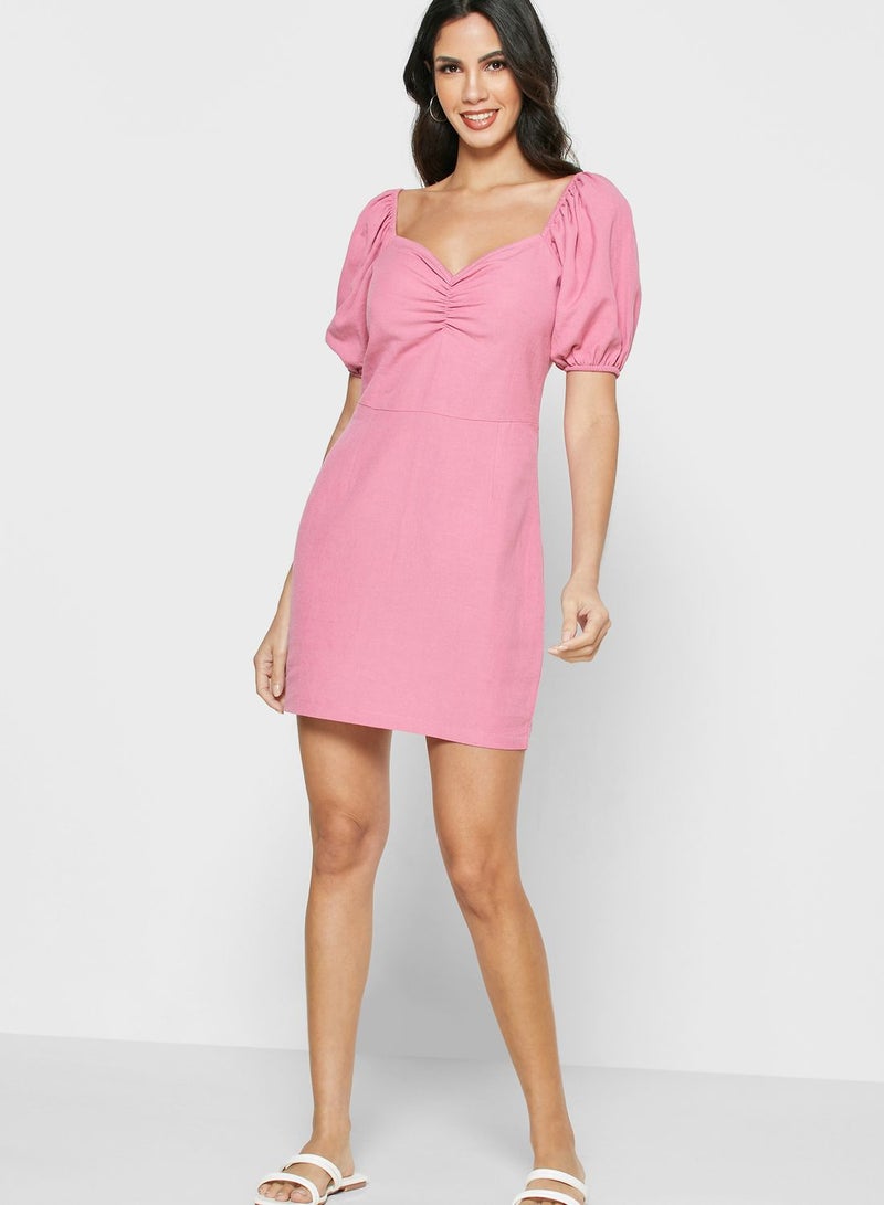 Reserved Balloon Sleeve Dress Pink - Image 4