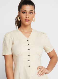 SEMIR Button Detail Dress Beige  - Image 3