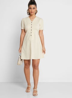 SEMIR Button Detail Dress Beige  - Image 4