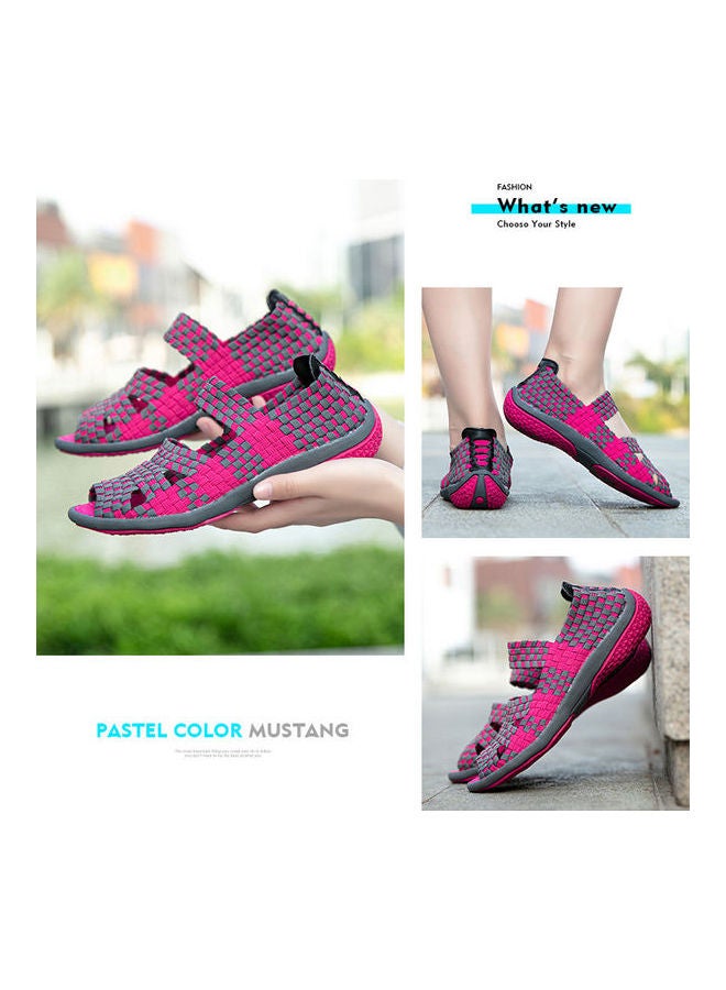 Beauenty - Spring And Summer Hand Woven Shoes Red - Image 1