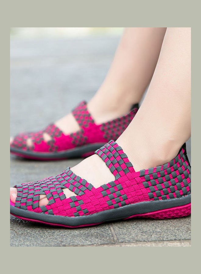Beauenty - Spring And Summer Hand Woven Shoes Red - Image 1