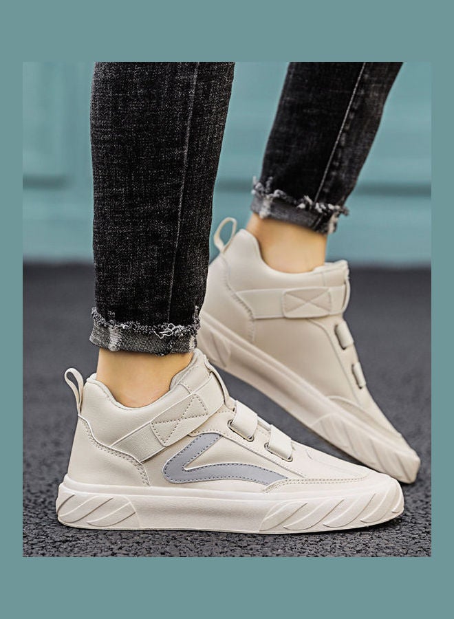 Beauenty Autumn High Top Breathable Korean Men's Shoes Beige  - Image 5