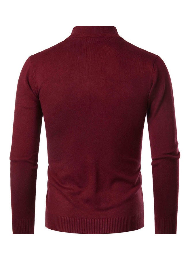 Generic - High Collar Pullover Red Wine - Image 1