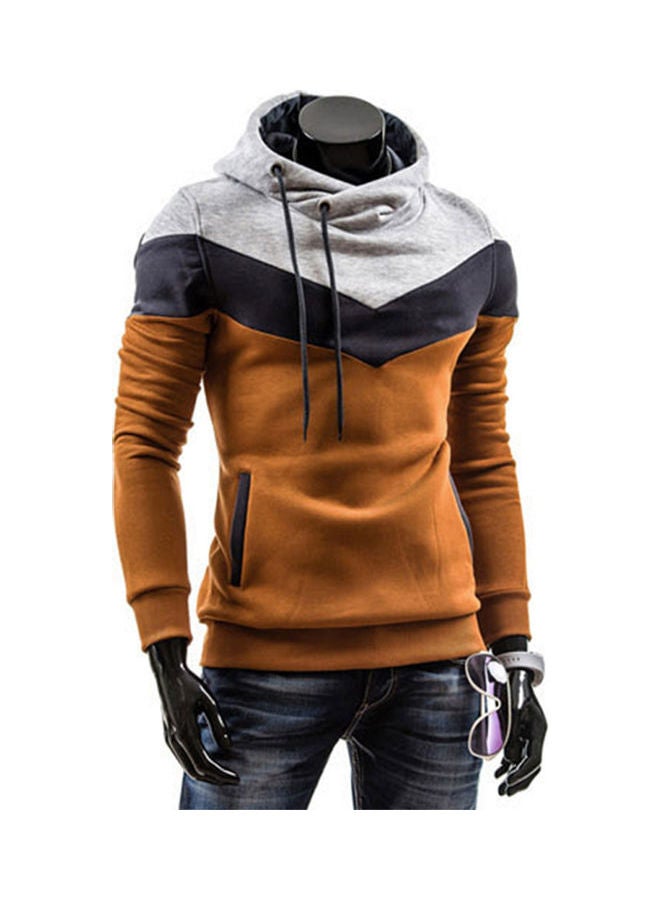 Colorblock Hoodie Brown/Grey/Black - Image 1
