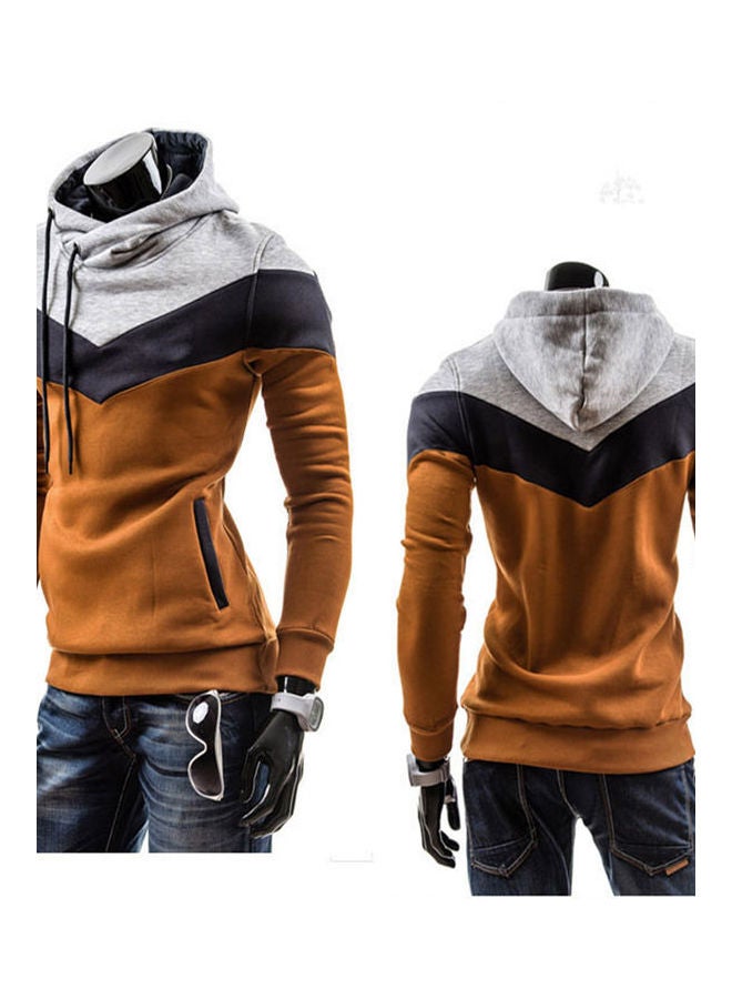 Colorblock Hoodie Brown/Grey/Black - Image 2