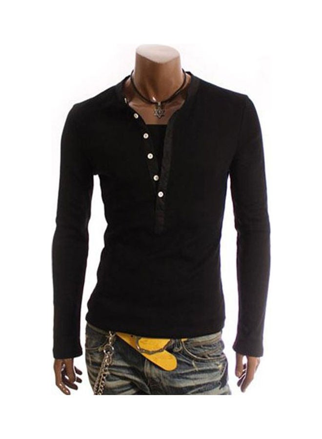 V-Neck Casual Pullover Black  - Image 1