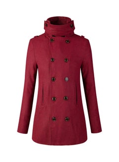 Double Breasted Belted Neck Trench Coat Red