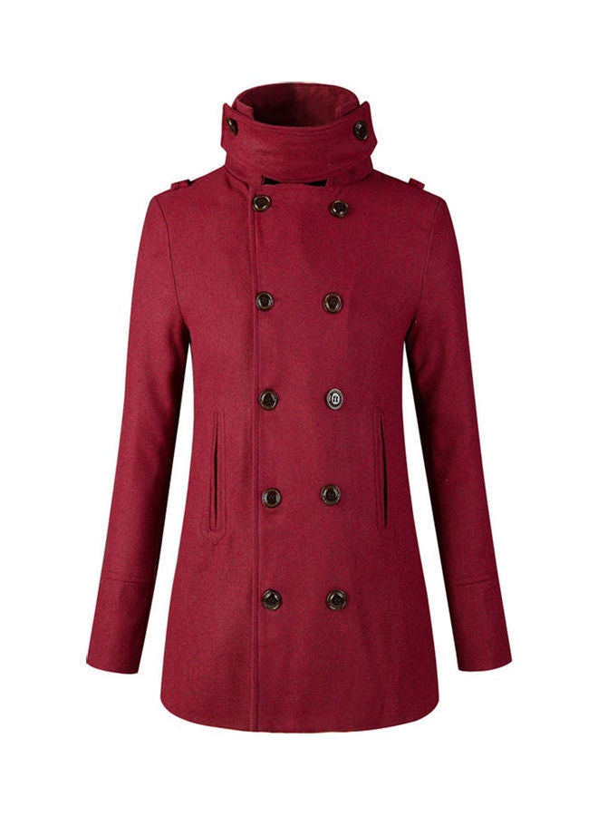 Generic - Double Breasted Belted Neck Trench Coat Red - Image 1