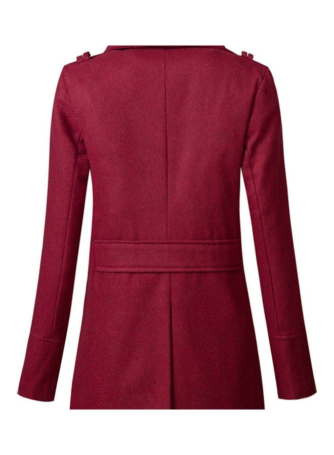 Generic - Double Breasted Belted Neck Trench Coat Red - Image 1