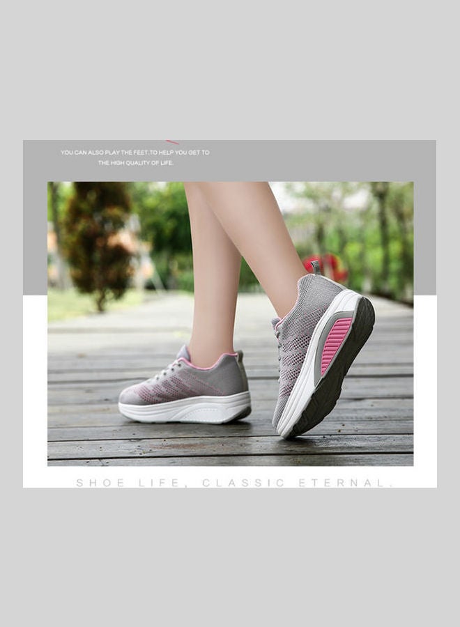 Beauenty Spring and summer new mesh surface breathable rocking shoes sports running casual women's shoes with thick soles increase soft soles travel shoes anti slip grey - Image 4