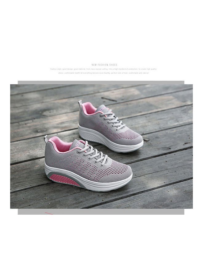 Beauenty Spring and summer new mesh surface breathable rocking shoes sports running casual women's shoes with thick soles increase soft soles travel shoes anti slip grey - Image 5