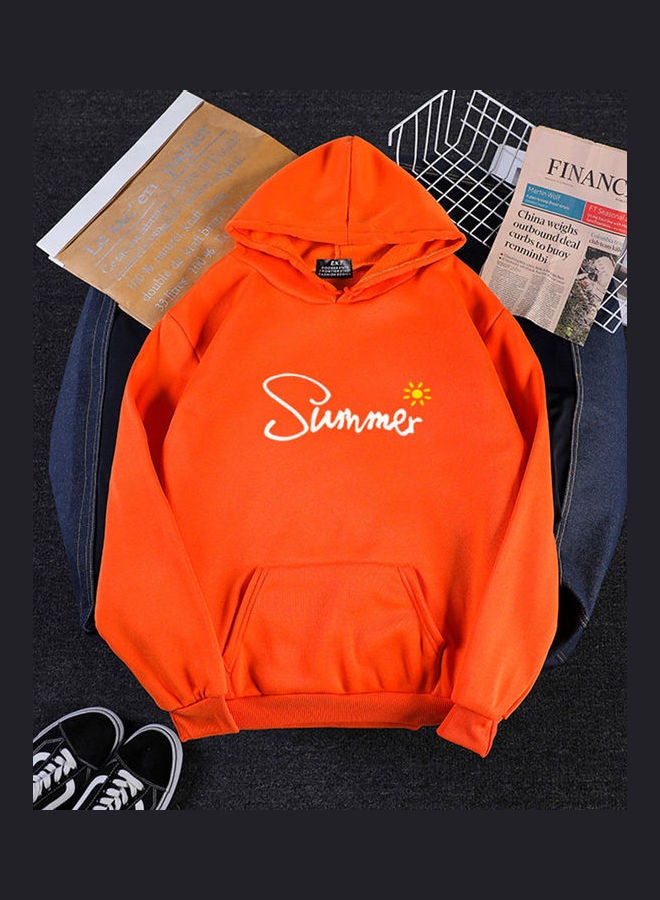 Loose Pullover Hoodie Orange  - Image 3