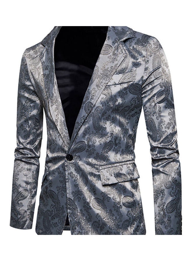 Deep V-Neck Single Button Coat Light Grey  - Image 4