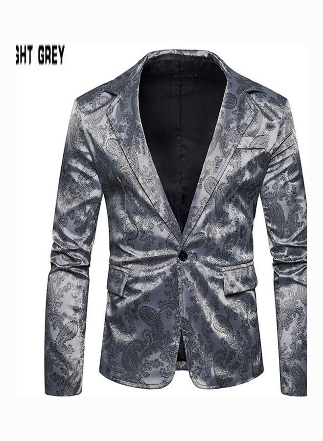 Deep V-Neck Single Button Coat Light Grey  - Image 1