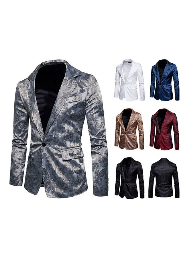 Deep V-Neck Single Button Coat Light Grey  - Image 3