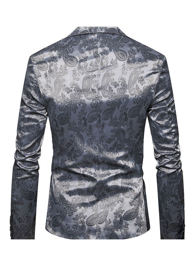 Deep V-Neck Single Button Coat Light Grey  - Image 5