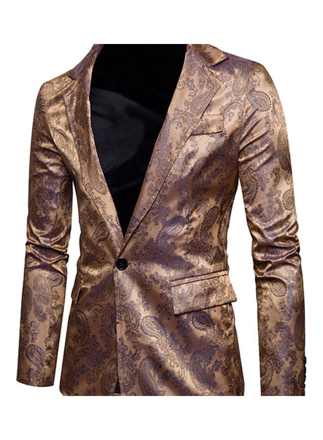 Deep V-Neck Single Button Coat Gold  - Image 4