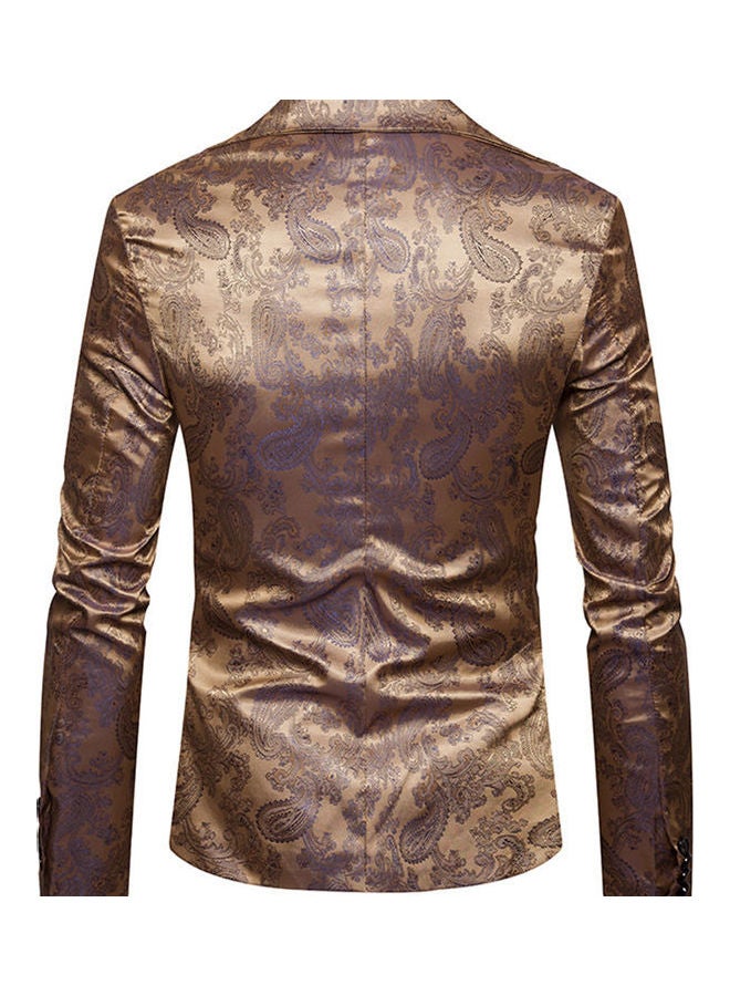 Deep V-Neck Single Button Coat Gold  - Image 5