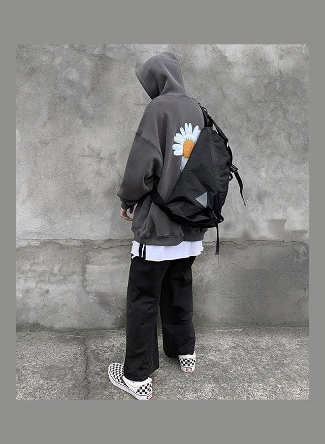 Chrysanthemum Print Simple Sweatshirt Dark Grey - Image 5