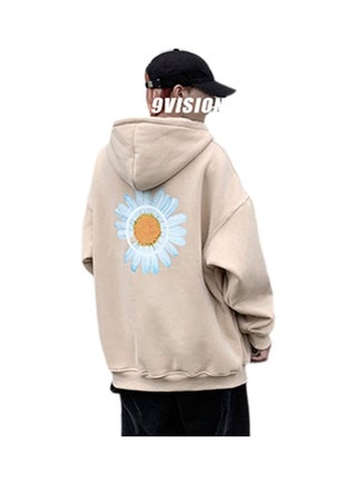 Chrysanthemum Print Simple Sweatshirt Apricot - v1605816890/N42458309V_1