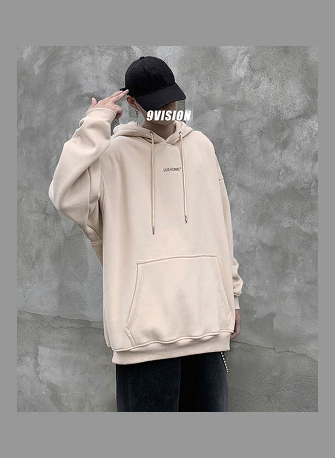 Chrysanthemum Print Simple Sweatshirt Apricot